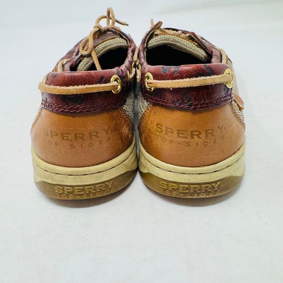 Sperry Angelfish Embossed Anchor Boat Shoe Brown/Tan Leather Size 9M - Picture 8 of 14